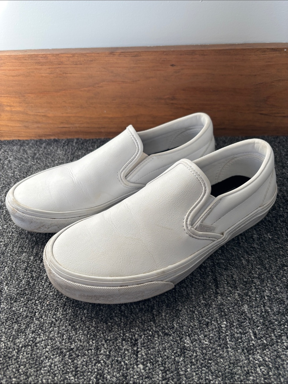 Vans Slip-On Leather Sneakers in White